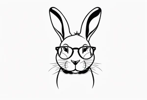 cute rabbit with glasses on tattoo idea
