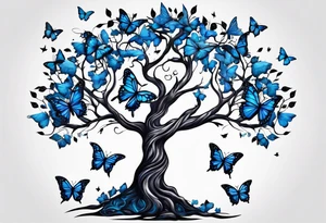 Tree of life with blue monarch butterflies tattoo idea