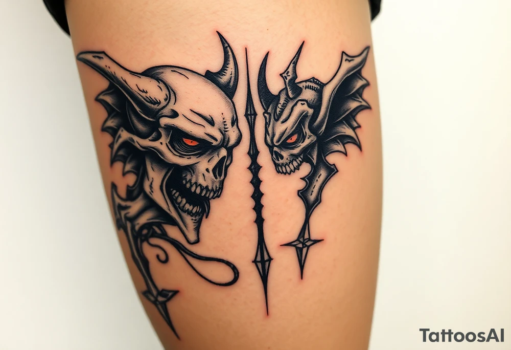 Something representing madness amd genius, good and evil, light and dark tattoo idea