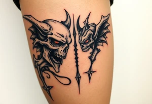 Something representing madness amd genius, good and evil, light and dark tattoo idea