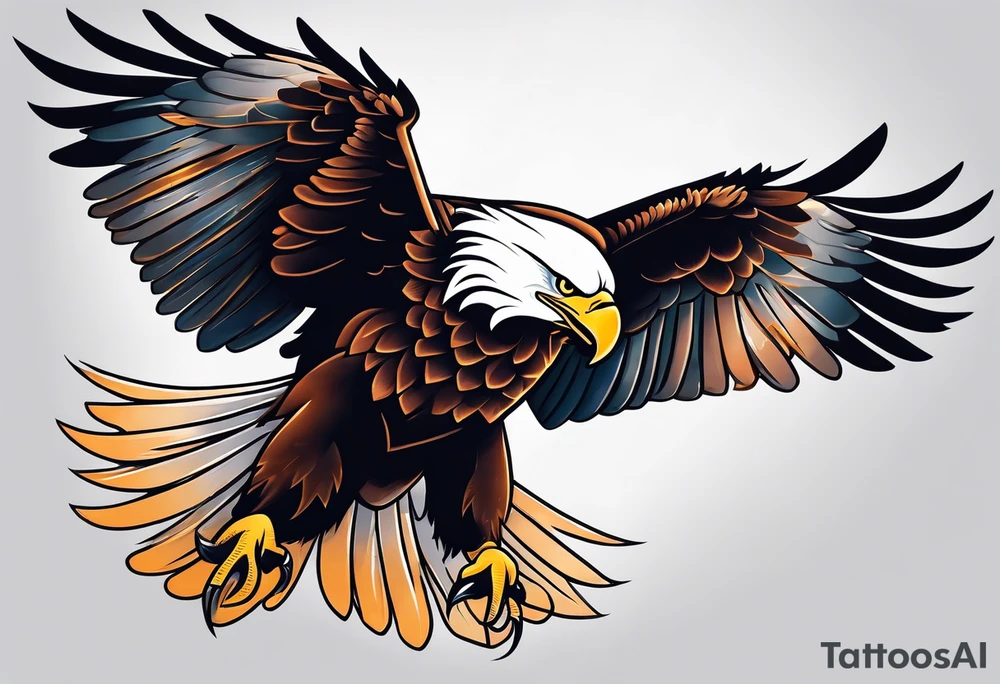 eagle gliding with sun in the back tattoo idea