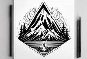 Strong mountain with a flame tattoo idea
