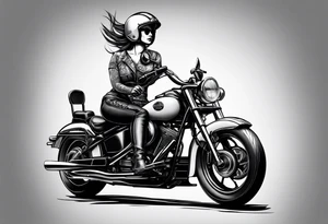 Frau mit Helm auf Motorrad tattoo idea