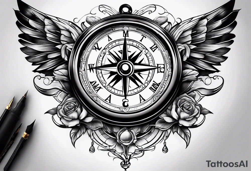 Watch and compass tattoo idea