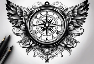 Watch and compass tattoo idea