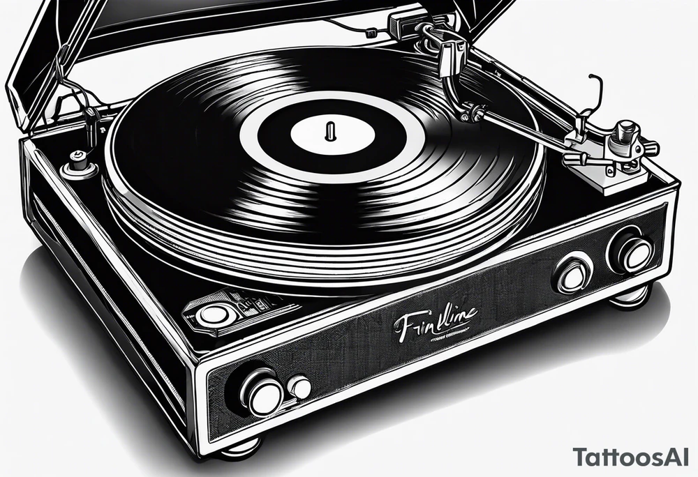 Recordplayer finline art minimalistic oneline throwup tattoo idea