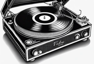 Recordplayer finline art minimalistic oneline throwup tattoo idea
