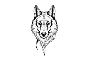 wolf head looking straight forward tattoo idea