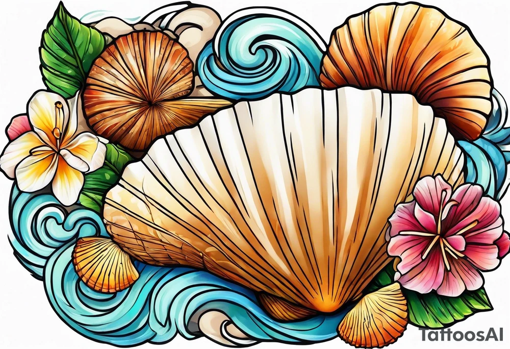 beachy seashell tattoo idea