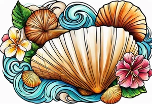beachy seashell tattoo idea