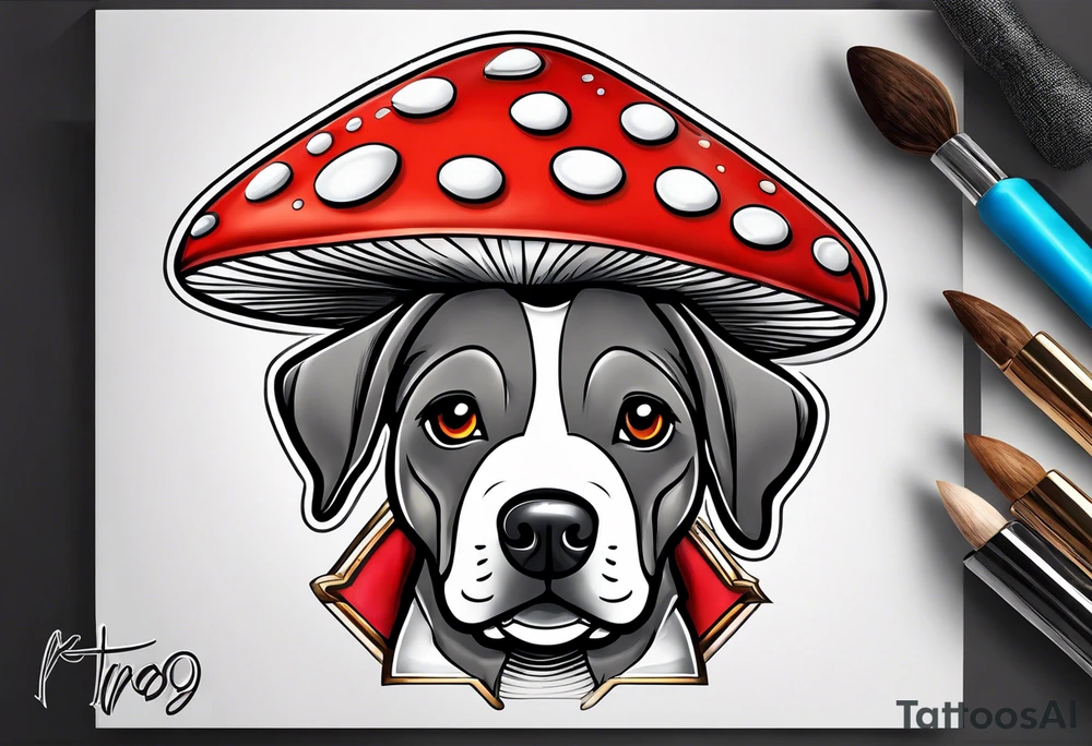 Mushroom dog tattoo idea