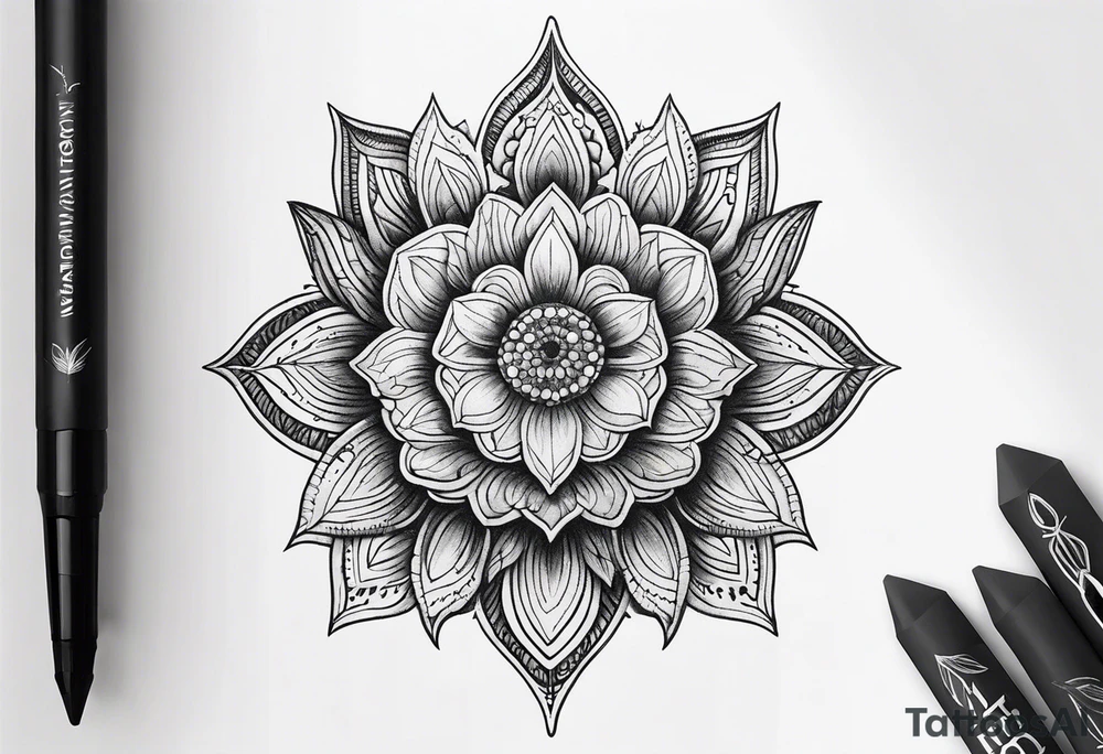 Nature dot work tattoo idea