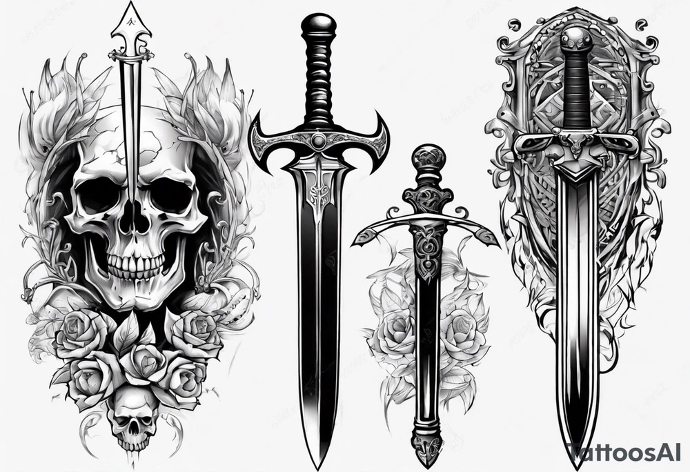 sword skull guard tattoo idea