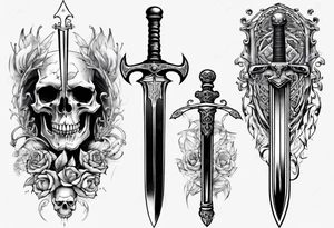 sword skull guard tattoo idea