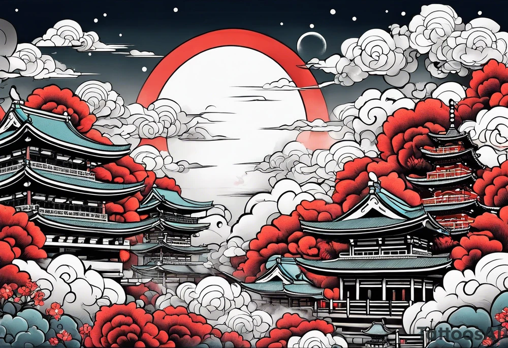 human children in japanese clouds tattoo idea