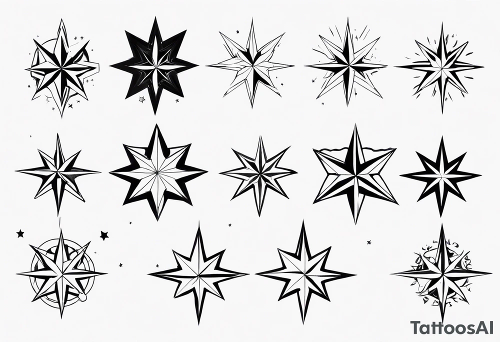 Stages of a star tattoo idea