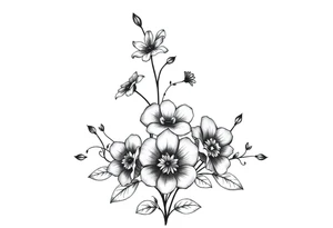 mother of 3 girls flowers names in stem Addy, Alizah, Aaliyah tattoo idea