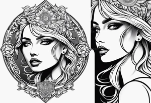 Protective shield with a sun and blond hair tattoo idea