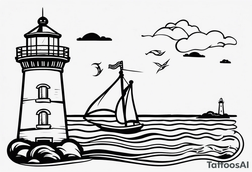 Lighthouse and anchor that says "MY BEACON MY ANCHOR" tattoo idea