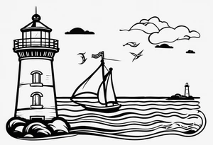 Lighthouse and anchor that says "MY BEACON MY ANCHOR" tattoo idea