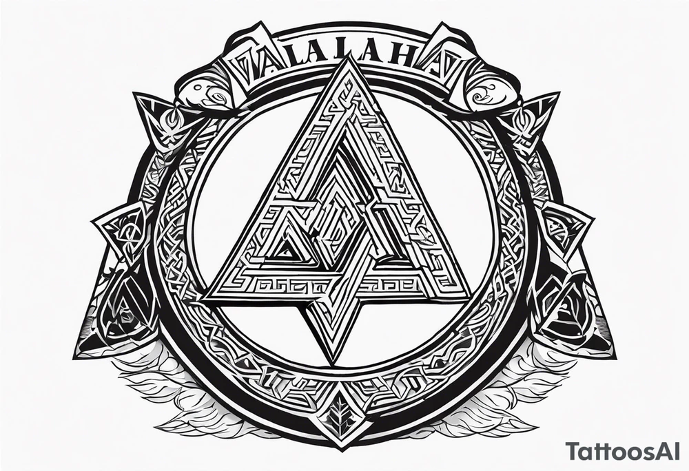 Valhalla sword 
shield axe Valknut tattoo idea