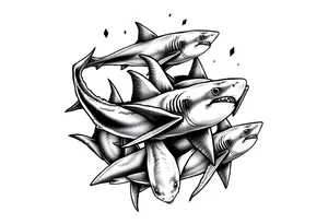 school of sharks from an above view tattoo idea