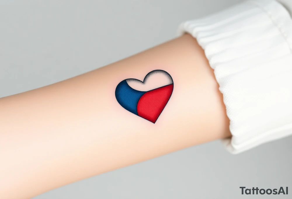A Czech flag inside a heart shape, with soft shading to give it a glowing effect tattoo idea