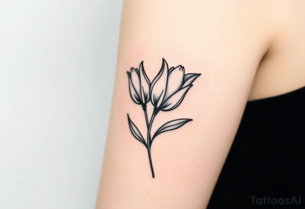two intertwined tulips with stem tattoo idea