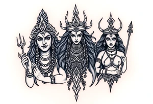 Lord Shiva, Godess Kali and Godess Lilith together. tattoo idea