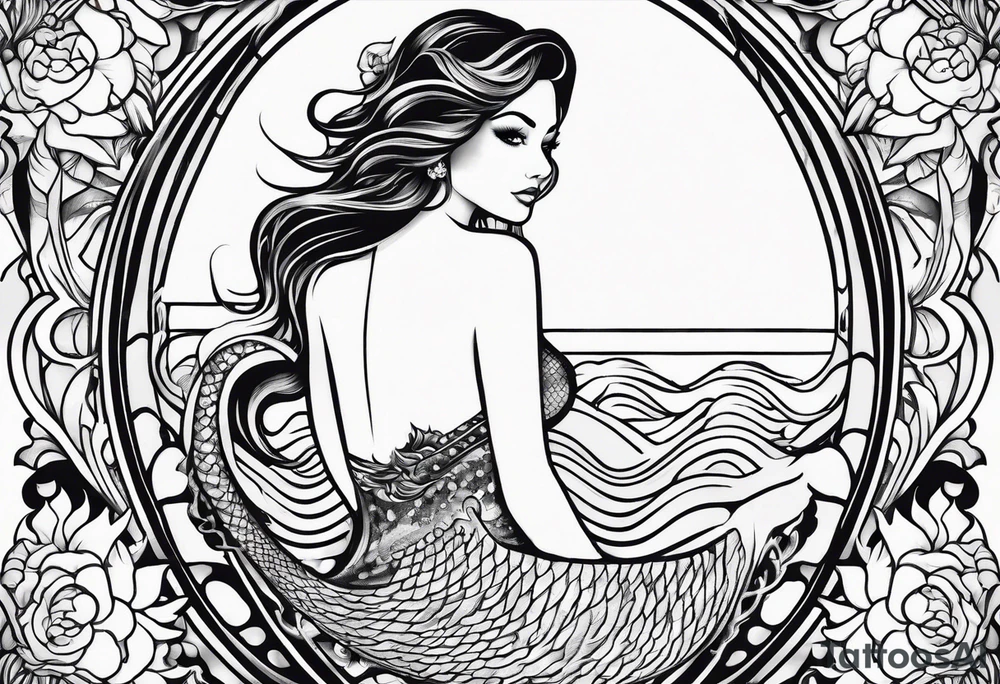 wavy mermaid tail tattoo idea