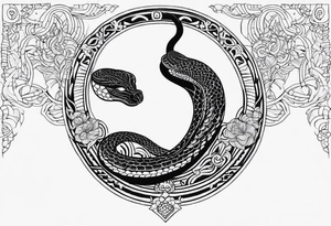 Cobra enrolada na lua tattoo idea