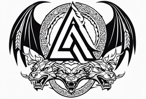 Valhalla sword shield dragon valknut tattoo idea