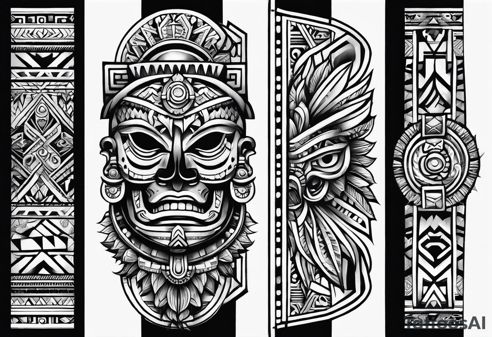 Aztec tribal sleeve tattoo idea