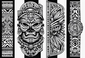 Aztec tribal sleeve tattoo idea