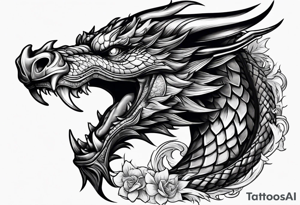 Dragon head facing front tattoo idea