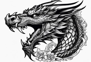 Dragon head facing front tattoo idea