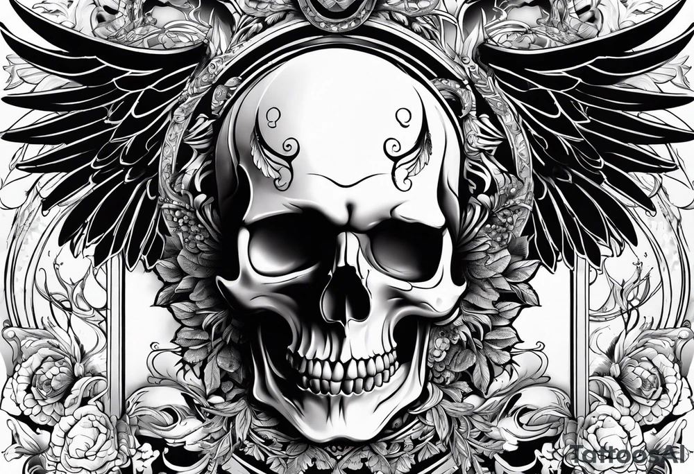 skull angel tattoo idea