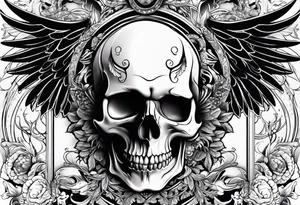 skull angel tattoo idea