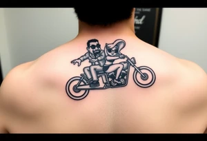 Mr. And Mrs. Taz riding a motorcycle tattoo idea