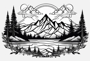 Mountains with three trees tattoo idea