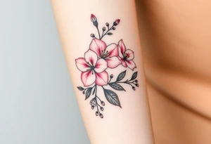 Azalea flowers with thick vines and wildflowers tattoo idea