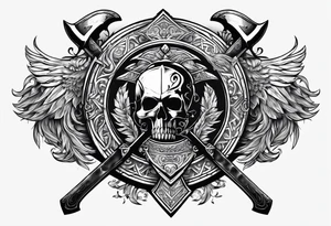 Valhalla steps sword shield axe tattoo idea
