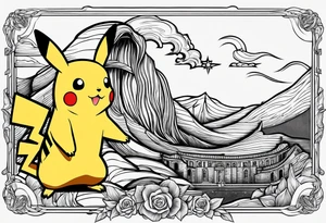 Pikachu drawing mona lisa tattoo idea