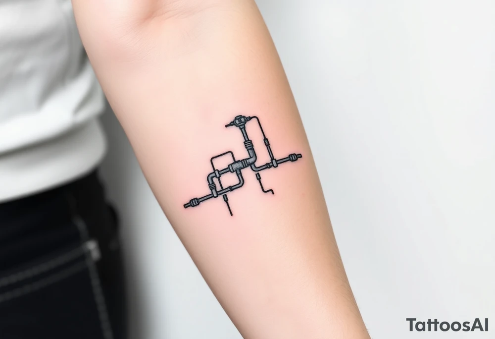 System of pipes that transitions and transforms into veins of forearm tattoo idea