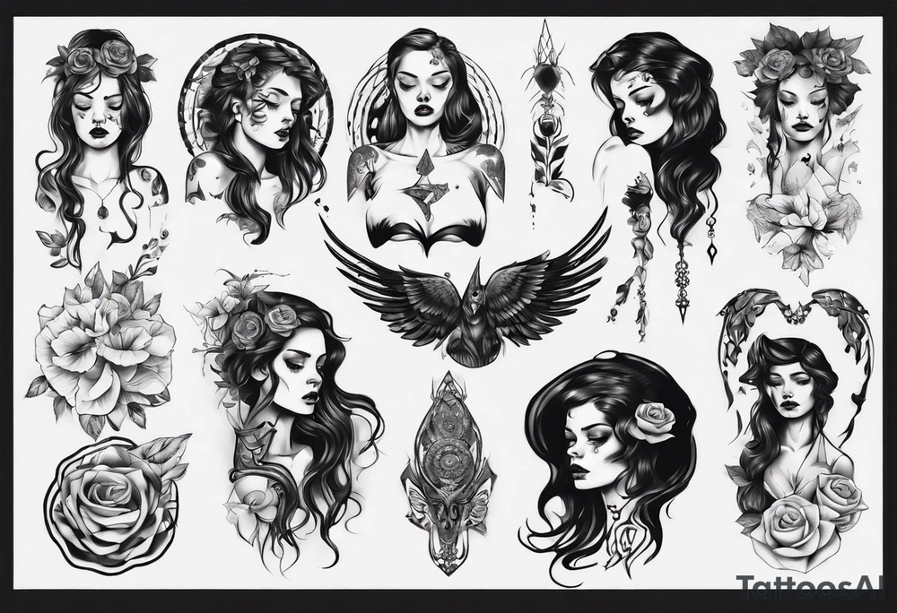 sad woman tattoo idea