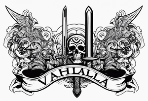 Valhalla sword warrior funeral tattoo idea
