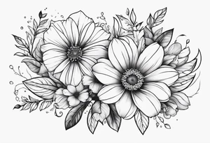 flower burst with flowers trailing down tattoo idea