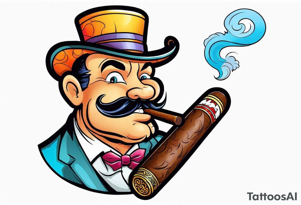 tattoo of a cigar lit with smoke tattoo idea