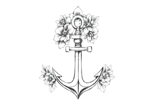 number 6 with flowers surrounding it and a fouled anchor, fleur des lis, egyptian ankh tattoo idea