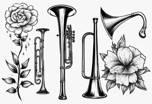trombone growing a flower tattoo idea